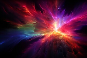 Wall Mural - holographic solar flare in cosmic fireworks display