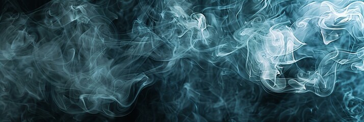 Wall Mural - blue smoke on black background