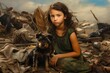 © Hanna Haradzetska - A portrait of a Hispanic girl, aged 8, surrounded by debris in her makeshift home on a landfill