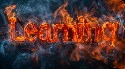 Fire Opal Crystal Education concept creative horizontal art poster. Photorealistic textured word Learning on artistic background. Ai Generated Knowledge and Tutoring Horizontal Illustration.