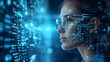 IT woman specialist working with AI algorithms. Digital technology concept.