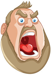 Poster - Cartoon of a man shouting with a furious expression.