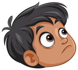 Poster - Vector illustration of a thoughtful young boy