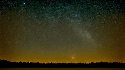 Wall Mural - galaxy-teeming-with-stars-luminous-moon-dominates-the-sky-analog-style-minimalism-crisp-edges