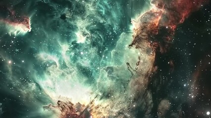 Wall Mural - nebula and galaxies in space abstract cosmos background. seamless looping overlay 