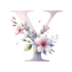 Wall Mural - Letter Y  with flower