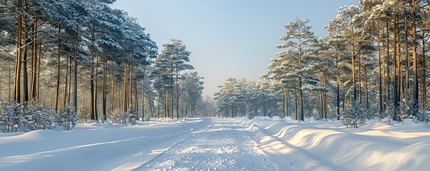 Canvas Print - winter snow road