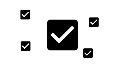 Poster - zoom in and out animation the checkbox symbol. large black symbol in the center and four small symbo