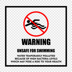 Wall Mural - Warning, unsafe for swimming, sticker  vector