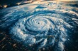 Hurricane Florence over Atlantics. Satellite view. Super typhoon over the ocean. The eye of the hurricane. The atmospheric cyclone