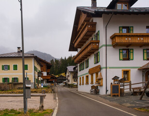 Wall Mural - Early spring the mountain village of Cima Sappada in Carnia in Udine Province, Friuli-Venezia Giulia, north east Italy