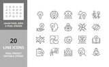 Fototapeta Panele - Line icons about creative ideas and solutions. Editable vector stroke. 64 and 256 Pixel Perfect scalable to 128px...