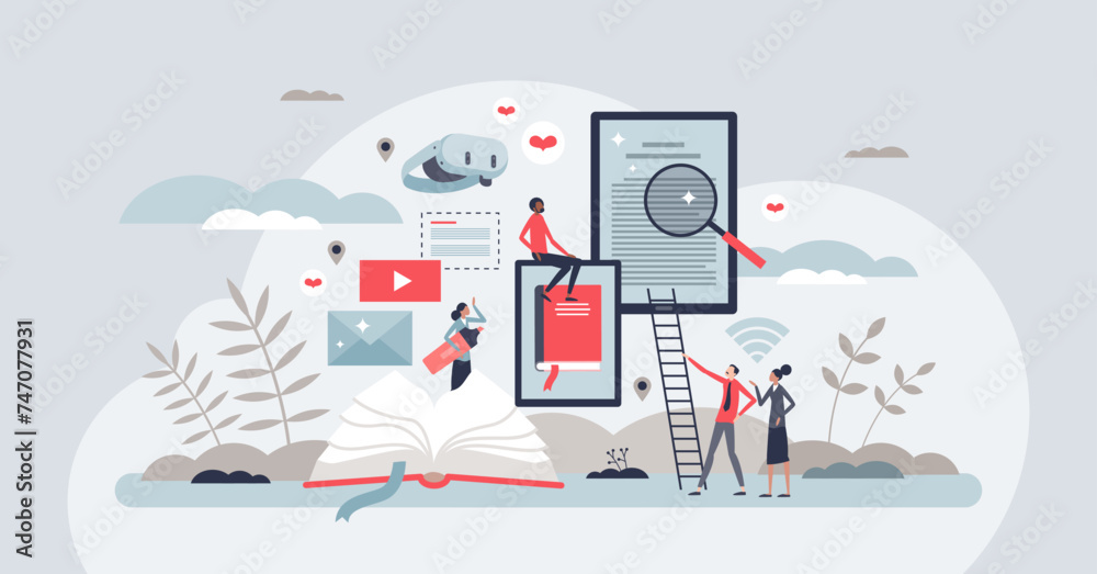 Library Digital Learning Hub Digital learning hub and modern online study platform tiny person ...