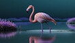 Flamingo Stand in The Water With Beautiful background Nature 4K Wallpaper 