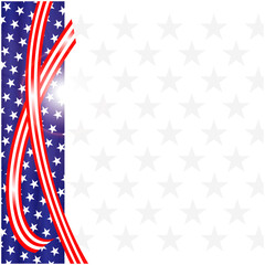 Wall Mural - Abstract USA flag symbols wave ribbon border design template with empty space for your text.	