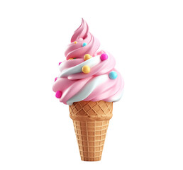 3D render of cute ice cream isolated