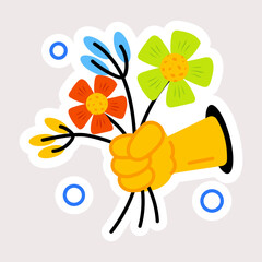 Wall Mural - Check out this flat sticker of giving flowers 