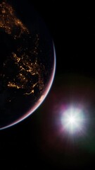 Wall Mural - awe-inspiring sight of the sunlit Earth seen from the International Space Station in orbit. Elements of this image furnished by NASA, vertical