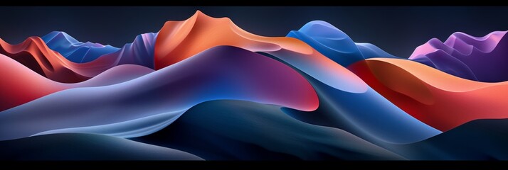 Wall Mural - Abstract blue and purple waves on dark background for modern design concepts and artistic projects
