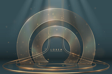 Wall Mural - golden circle lines stage with light effects