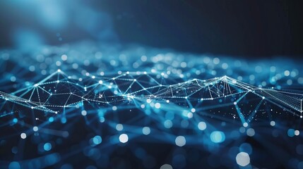 Poster - Cyber network connection, nano info, ai innovation, internet communication, lines, dots concept