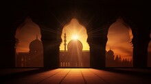 Islamic Background Photo. Mosque And Shadows. Ramadan Or Kandil Or Laylat Al-qadr Or Kadir Gecesi Or Islamic Background Photo