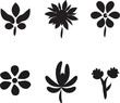 Flower Icon Collection. black and white line art