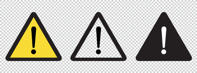 warning caution danger signs set - vector illustrations isolated on transparent background