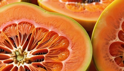 Wall Mural - Close-up Texture of Fresh Papaya Fruit Flesh