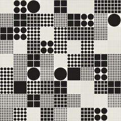Wall Mural - Vector seamless pattern. Repeating geometric elements. Stylish monochrome background design.