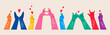 © Stranger Man - Set of hands show up with love. Give and share your love with people. Colorful vector illustration