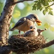 bird feed his child
