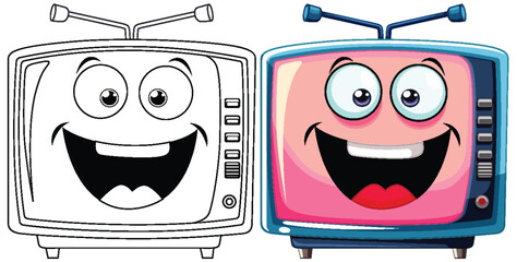 Poster - Two smiling animated TVs with vibrant colors