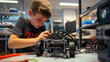 Young Boy Constructing Toy Car