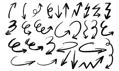 Poster - Set of hand-drawn arrows, circles and lines. Collection of hand drawn arrows on a transparent background. Arrow icons