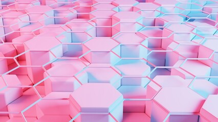 Aufkleber - Stylized, geometric shapes forming a simplified blockchain..