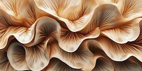 Abstract organic natural beige brown color waving lines mushroom texture background banner illustration wallpaper backdrop for webdesign, Generative AI