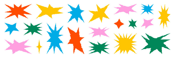 Wall Mural - Set of jagged irregular stars shape. Cut out of paper for collages. Grunge elements for design. Vector isolated illustration.