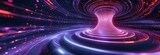 Fototapeta Przestrzenne - 3d render, abstract futuristic neon background. Twisted electromagnetic vortex. Ultra violet rays, cyber network glowing lines, Generative AI