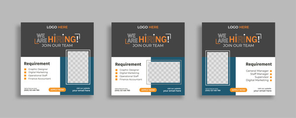 Wall Mural - We are hiring job vacancy social media post or square web banner template vector design	