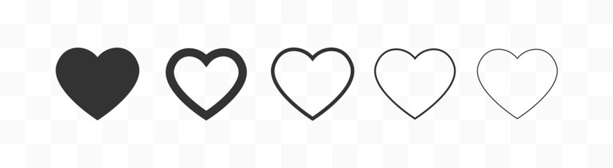 Poster - Heart icon set with transparent background. Stock illustration.
