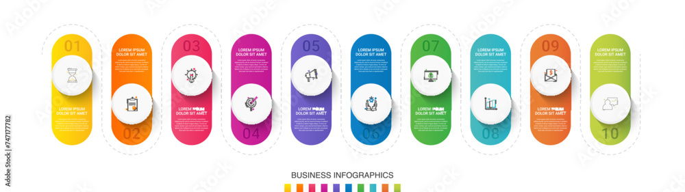 Vector infographic design template. Modern timeline concept with ten ...