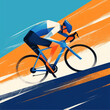 Dynamic Cyclist Racing Against Wind on Track abstract geometric illustration