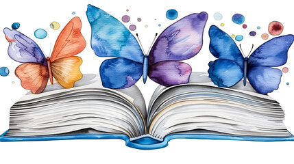 Poster - an open book surrounded by magical elements like butterflies