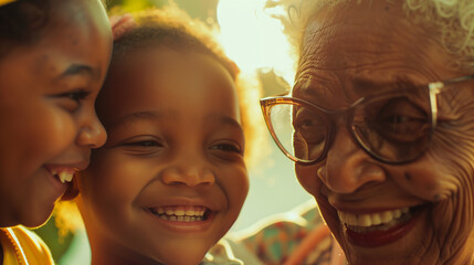 Wall Mural - Generations of Love: heartwarming multi-generational scene highlighting the enduring bond between mothers, grandmothers, and children.