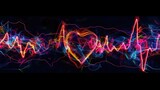 Fototapeta  - Colorful Neon Heartbeat with Love Sign in Abstract Art Style