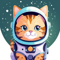 Wall Mural - Adventurous Tabby Cat Astronaut in Outer Space