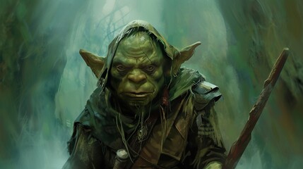 goblin character in the forest illustration.
