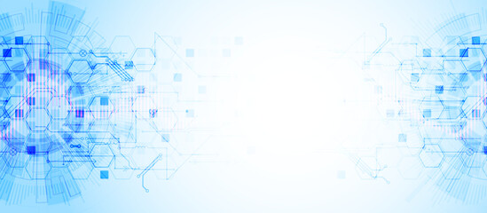 Scientific and technological concept with the use of technical elements formed in the shape of a circle.