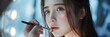 © wolfhound911 - Makeup artist applies Makeup artist applies powder and blush . Beautiful Asian Woman face. Hand of make-up master puts blush on cheeks beauty model girl . Make up in process . Beautiful woman